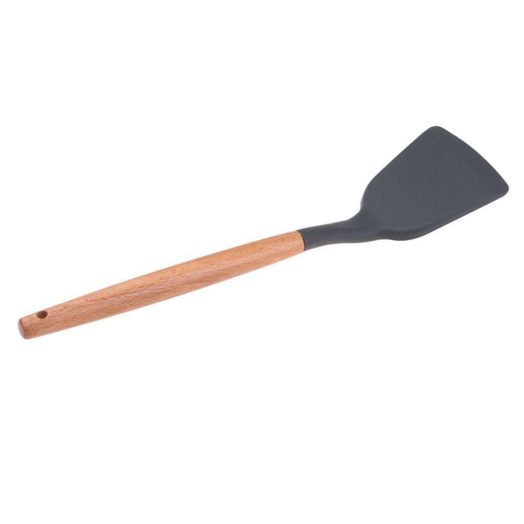 Outdoor Camping Kitchen Utensil Set Silicone Cooking Tool with Wood Handle B