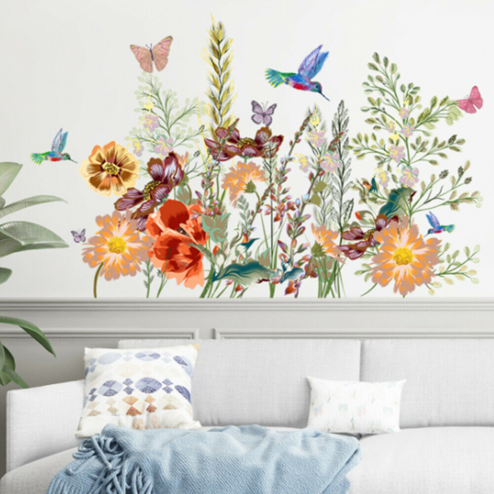 Butterfly Flowers Wall Stickers Kingfisher Living Room Bedroom Wall Decals Decor