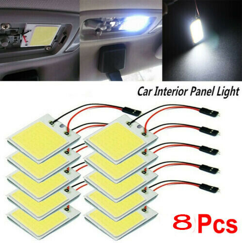 8X 48SMD COB White Panel LED T10 Car Interior Panel Light 12V Dome Lamp Bulb USA