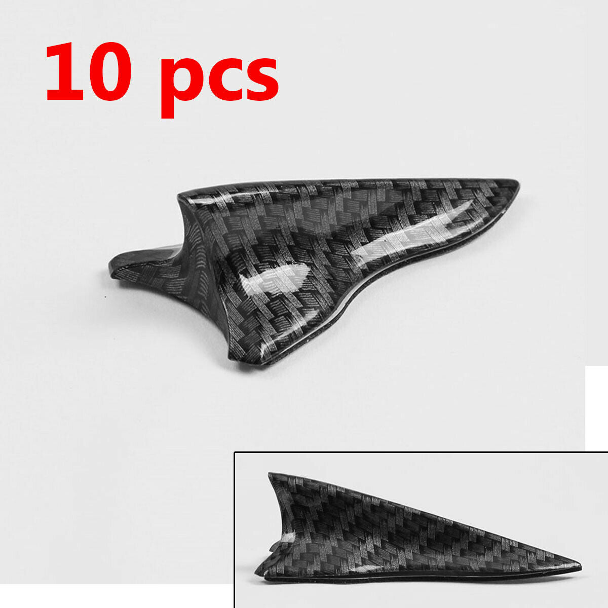 10Pcs Shark Empennage Car Rear Tail  Wing Spoiler Body Decoration carbon pattern
