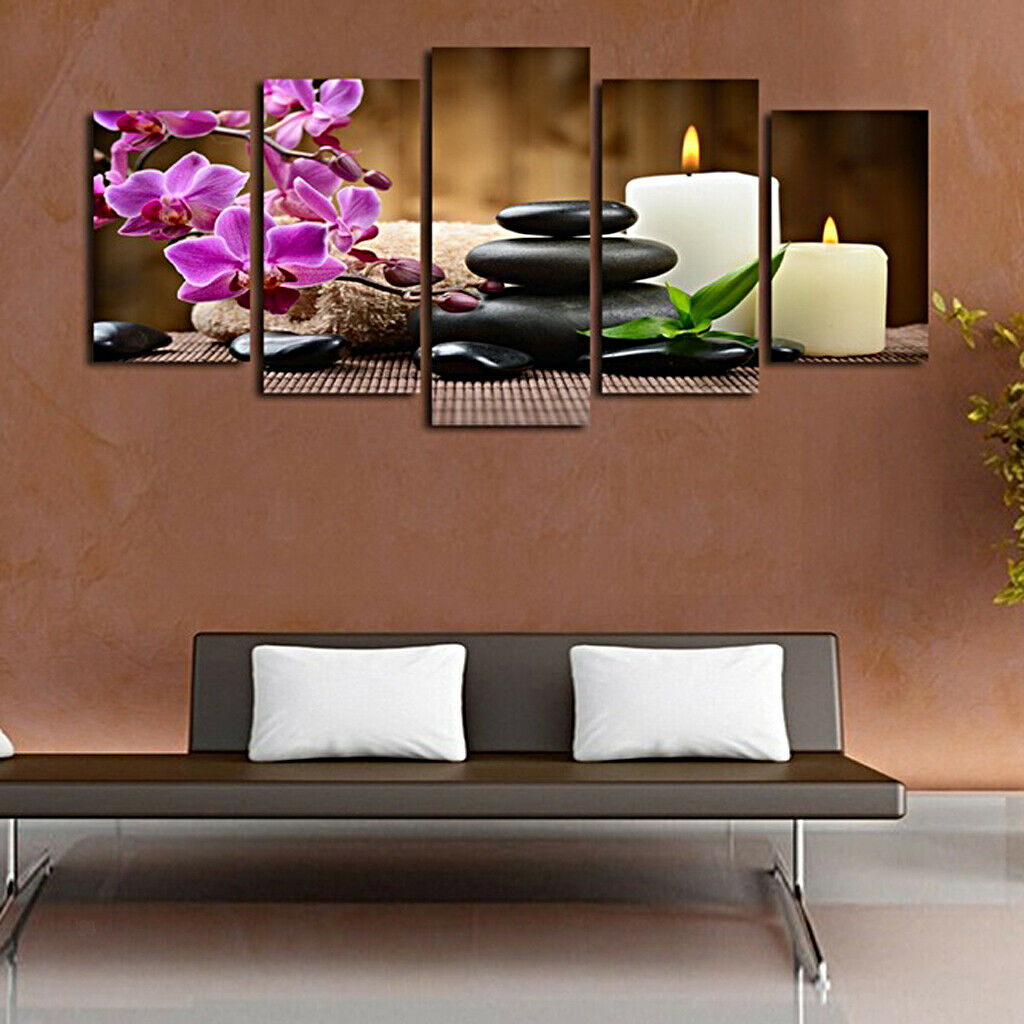 Abstract Oil Painting Canvas Printed Painting Pictures Set Of 5 CANDLE STONE