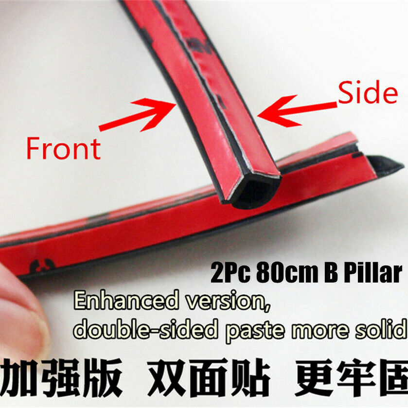 2Pc 80cm B Pillar Anti-Noise Rubber Seal Strip Car Door Dustproof Sealing Strip