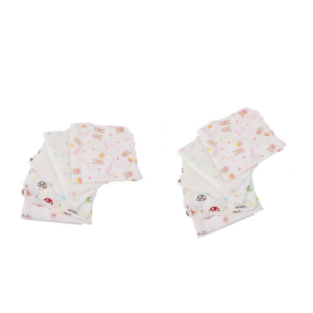 Prettyia 10Pcs Kids Newborn Gauze Square Cotton Bath Wash Handkerchief Towel
