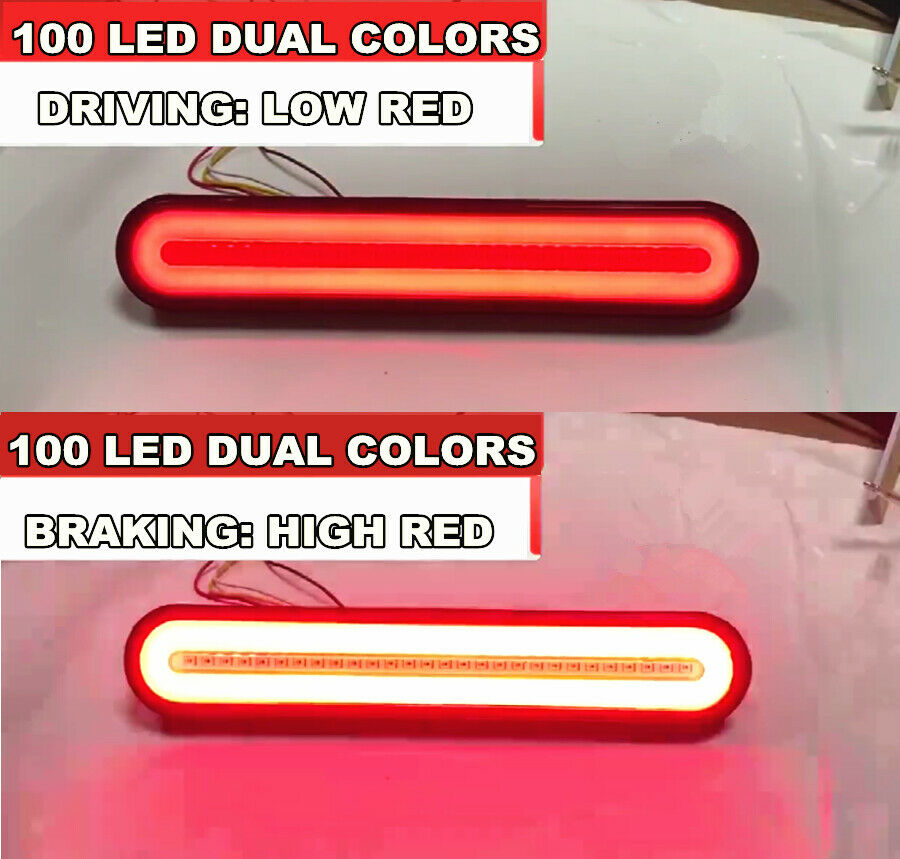 2pcs 3 In 1 LED Dual Colors Halo Ring Tail & Brake & Flowing Signal Light Car RV