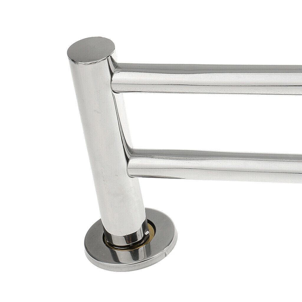 Bathroom 56cm Stainless Steel Round Double Towel Rail Rack Bar Holder Chrome