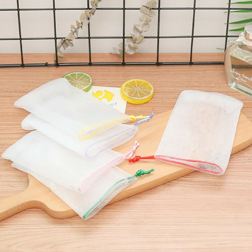 5*Soap Foaming Net Saver Bag Suds Bubbles Maker Skin Care Bath Easy Bubbl.l8