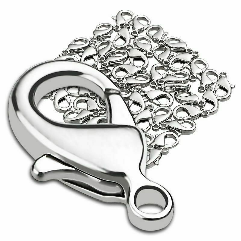 100pcs NIickle Plated Lobster Clasps Jewelry Hooks Beads Connectors