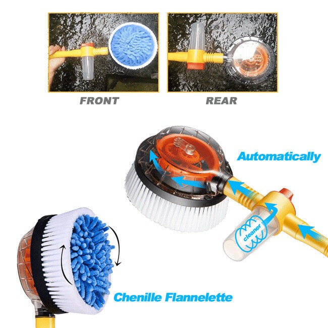 Car Revolving Care Washing Brush Sponge Cleaning Car Wash Brush Extendable Pole