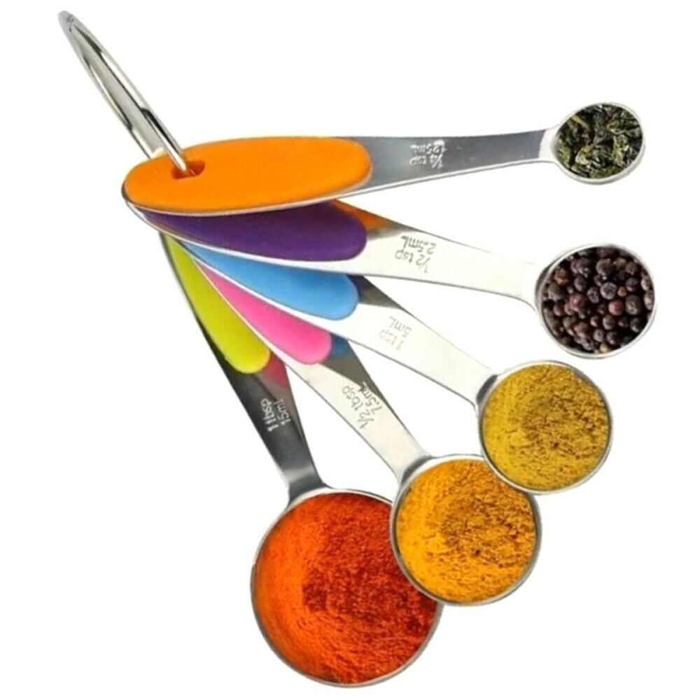 5Pcs Stainless Steel Measuring Cups Measuring Spoons Set Baking Teaspoon Kitchen