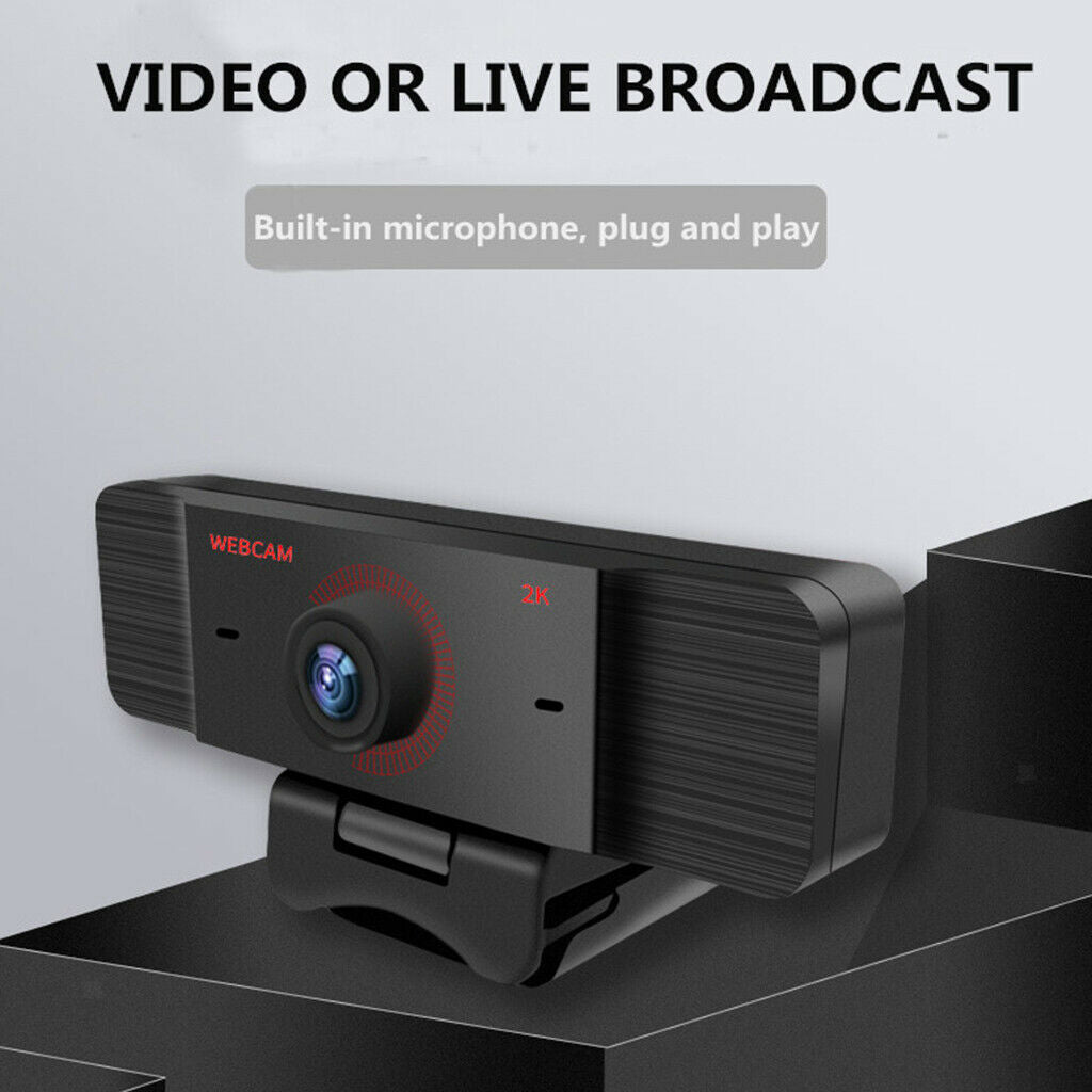 2K USB Webcam with Mic for Conference YouTube Skype Gaming PC Computer
