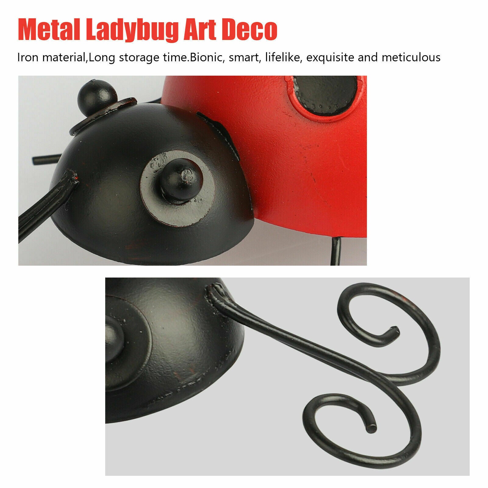 Set of 4 Metal Bugs Ladybugs Wall Ground Fence Garden Outdoor Art Decor ladybug