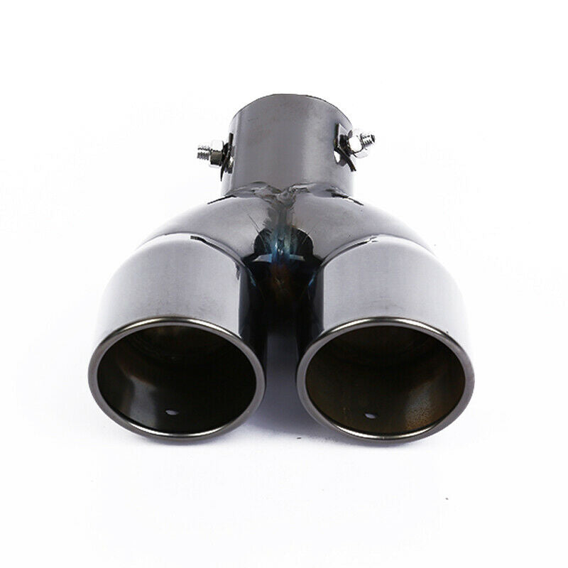 1PC 63mm inlet Car Exhaust Pipe Dual outlet Tail Muffler End Tip Stainless Steel