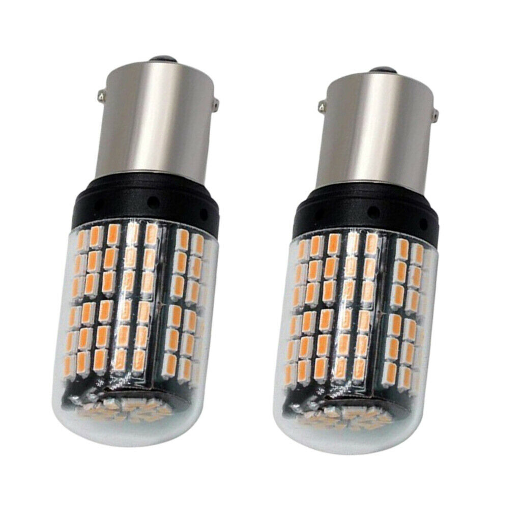 1 Pair Led Bulb 3014 144smd 1156 BAU15S Flashing 12V Amber