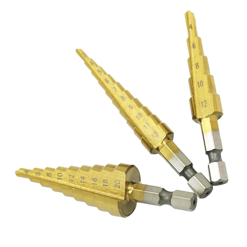 2 Pieces HSS Conical Drill Steel Titanium Drill Bit Set 3-12mm 4-12 / 20mm