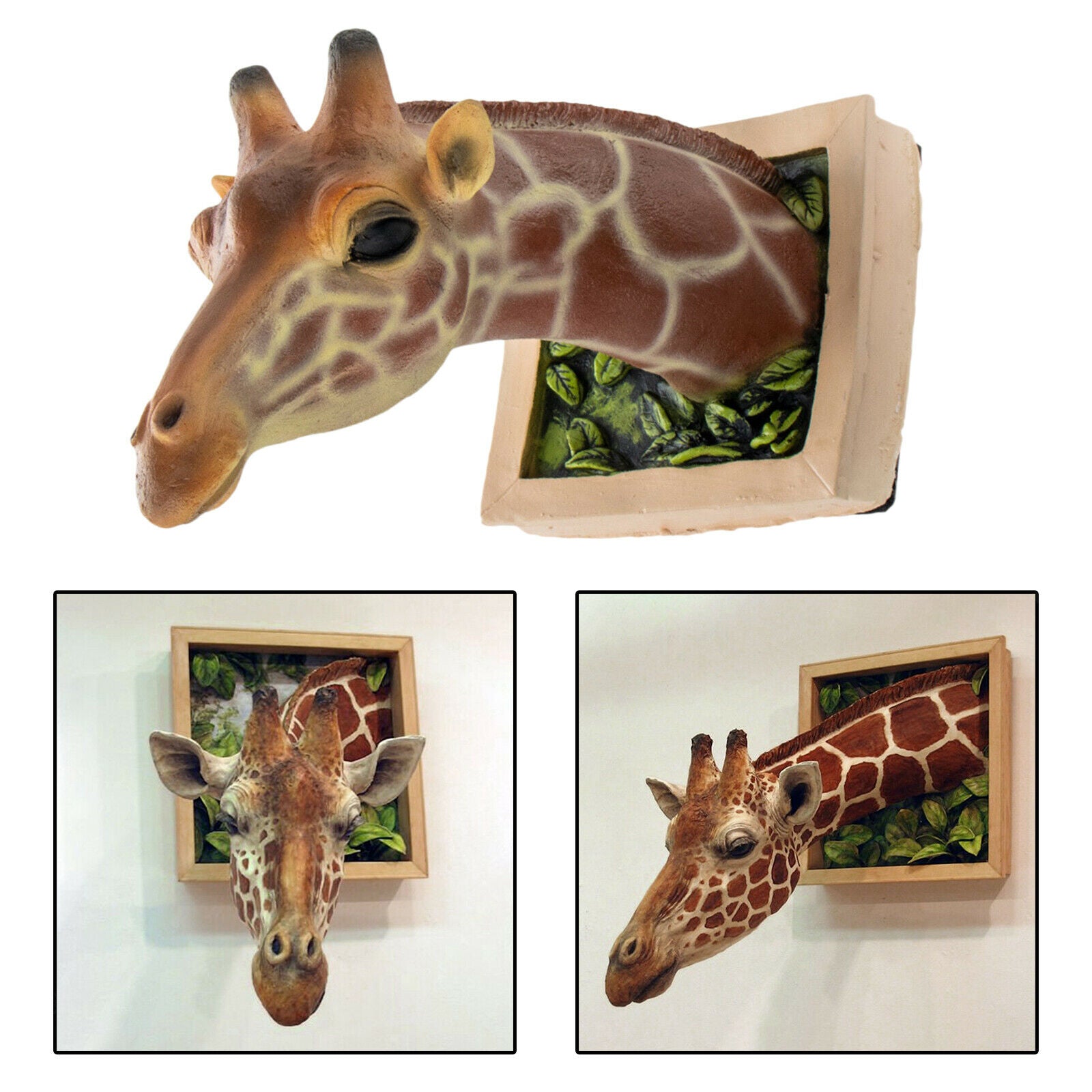 Giraffe Head Wall Mounted Statue Home Garden Bedroom Background Decoration