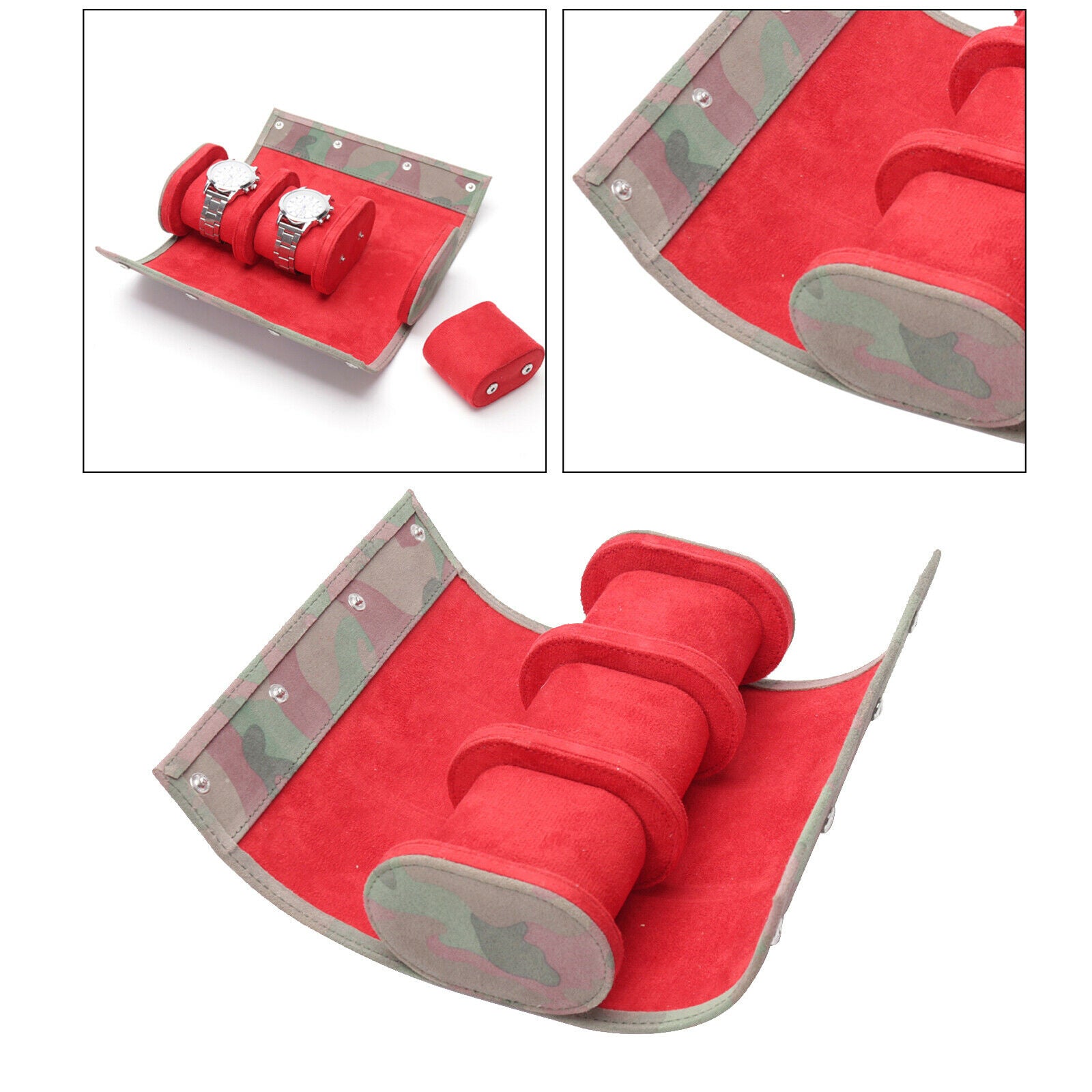 Watch Roll Case Elastic PU Leather Watch Storage Case Cylinder for Men Women