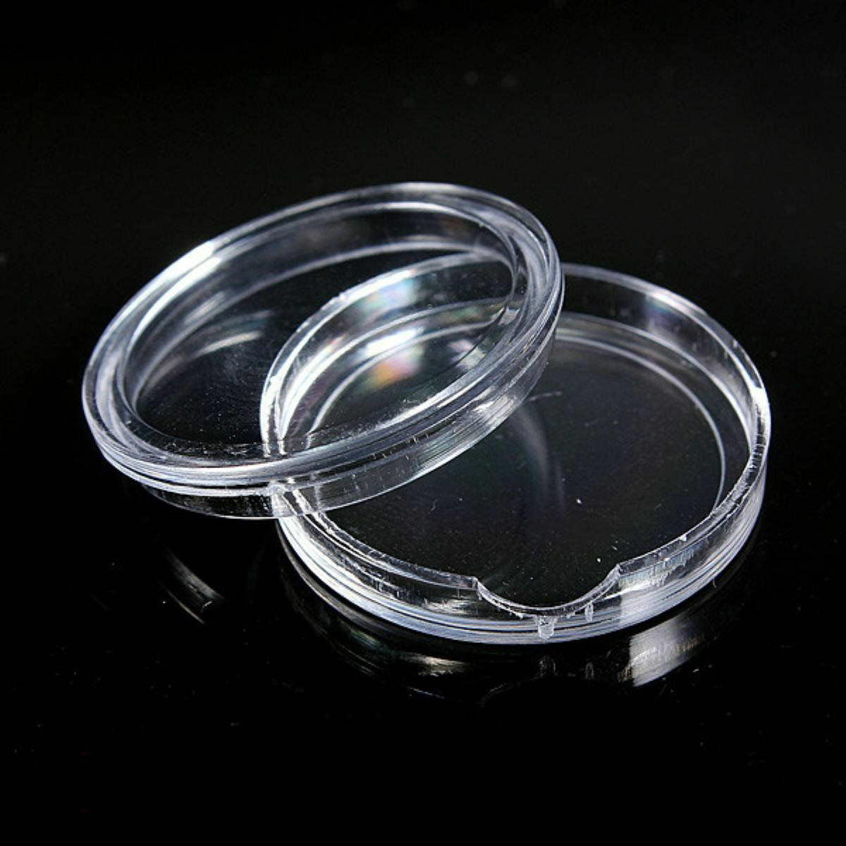 10 pcs Small round transparent plastic coin capsules box 21mm