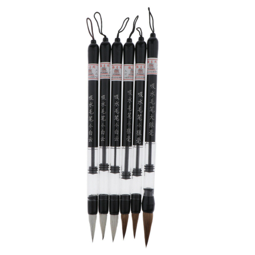 6x Refillable Water Brush Ink Pen For Sumi Brush writing Calligraphy Drawing