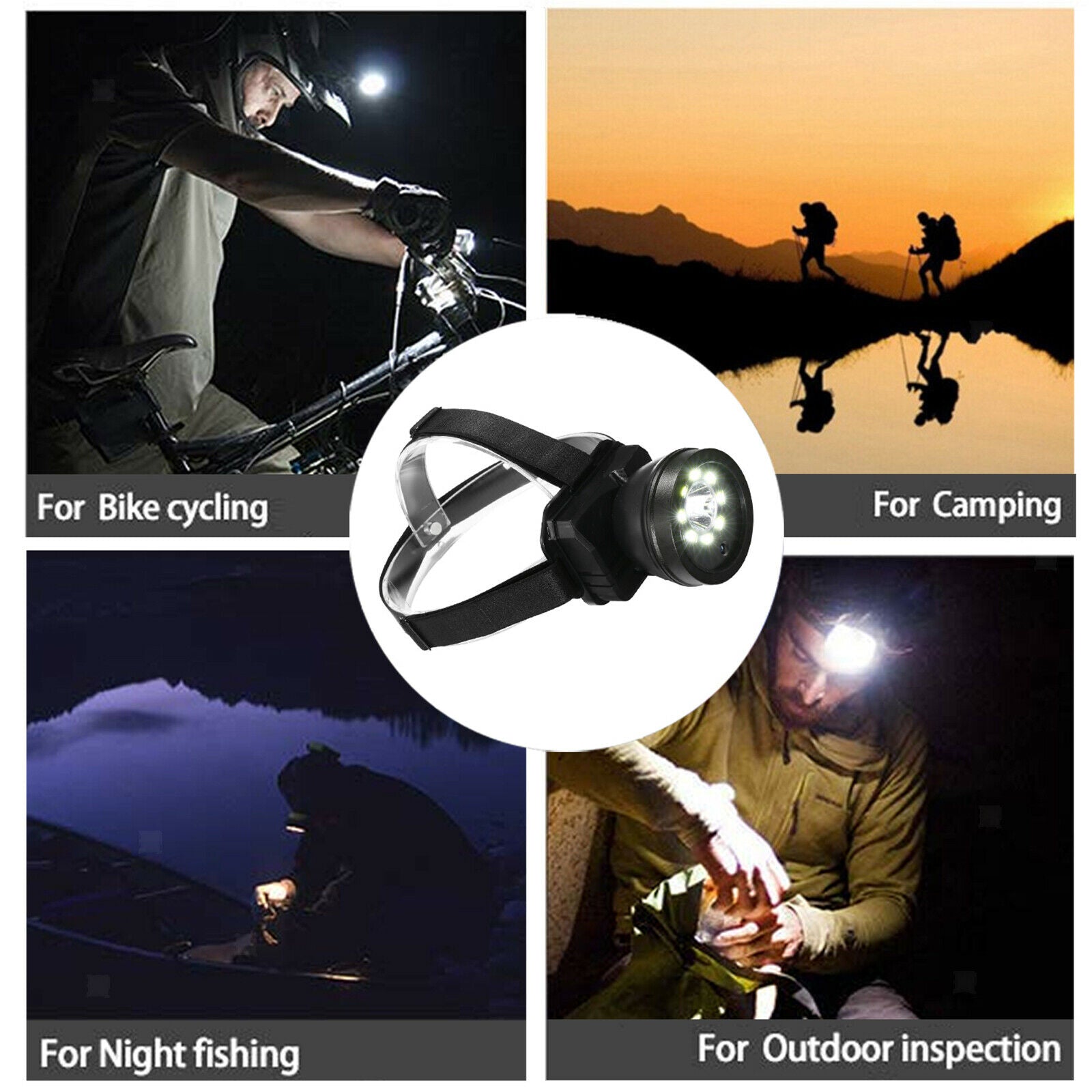 Adjustable USB Charger 2 Modes Head Lamp Flashlights for Night Running
