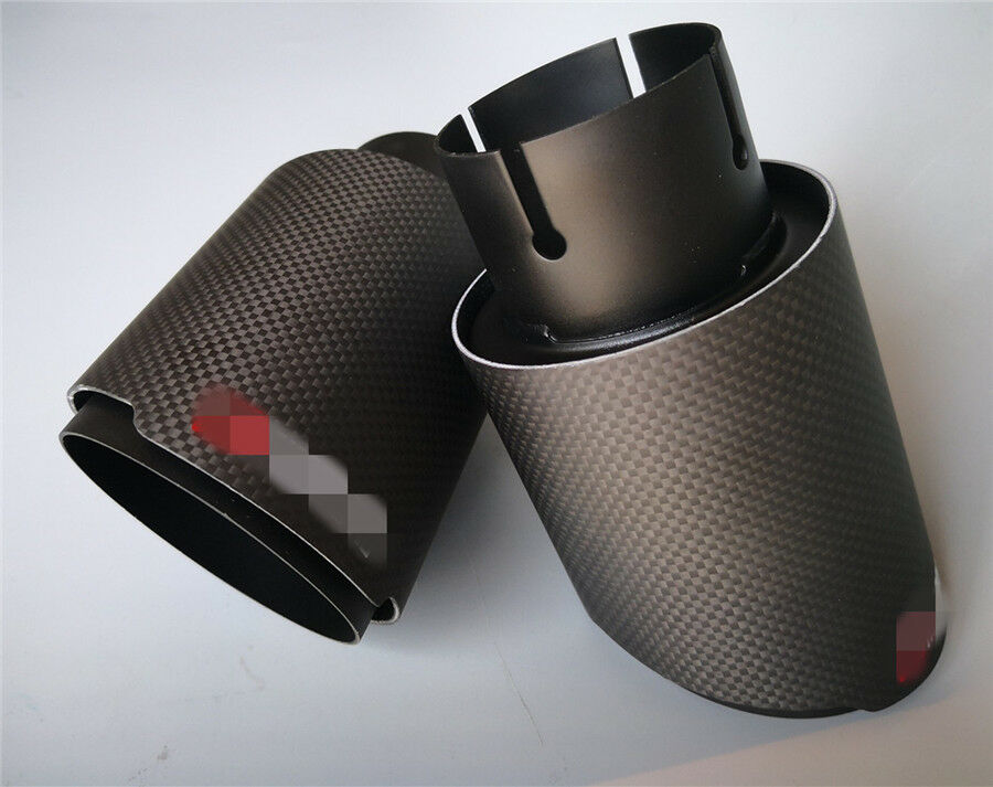 1x Real Carbon Fiber Auto Car Exhaust Pipe Tail Muffler End Tip 63mm In-89mm Out