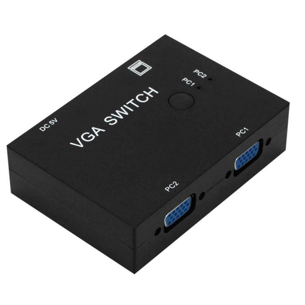 1 Monitor to 2 PC 2-port SVGA VGA Manual Sharing Switch Switcher Box Selector