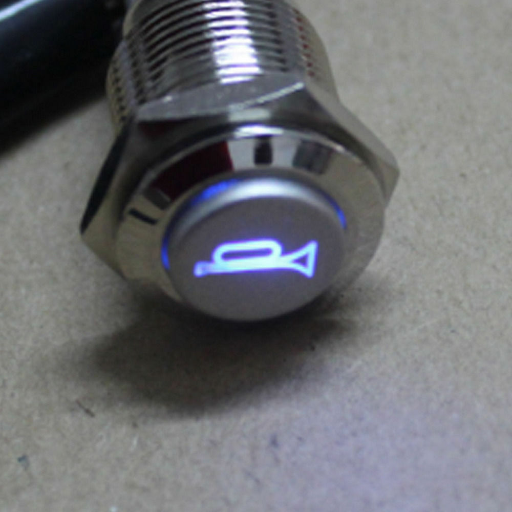 16mm 12V Blue LED Momentary Push Button Metal Switch Car Boat Bell Horn M HsIACA
