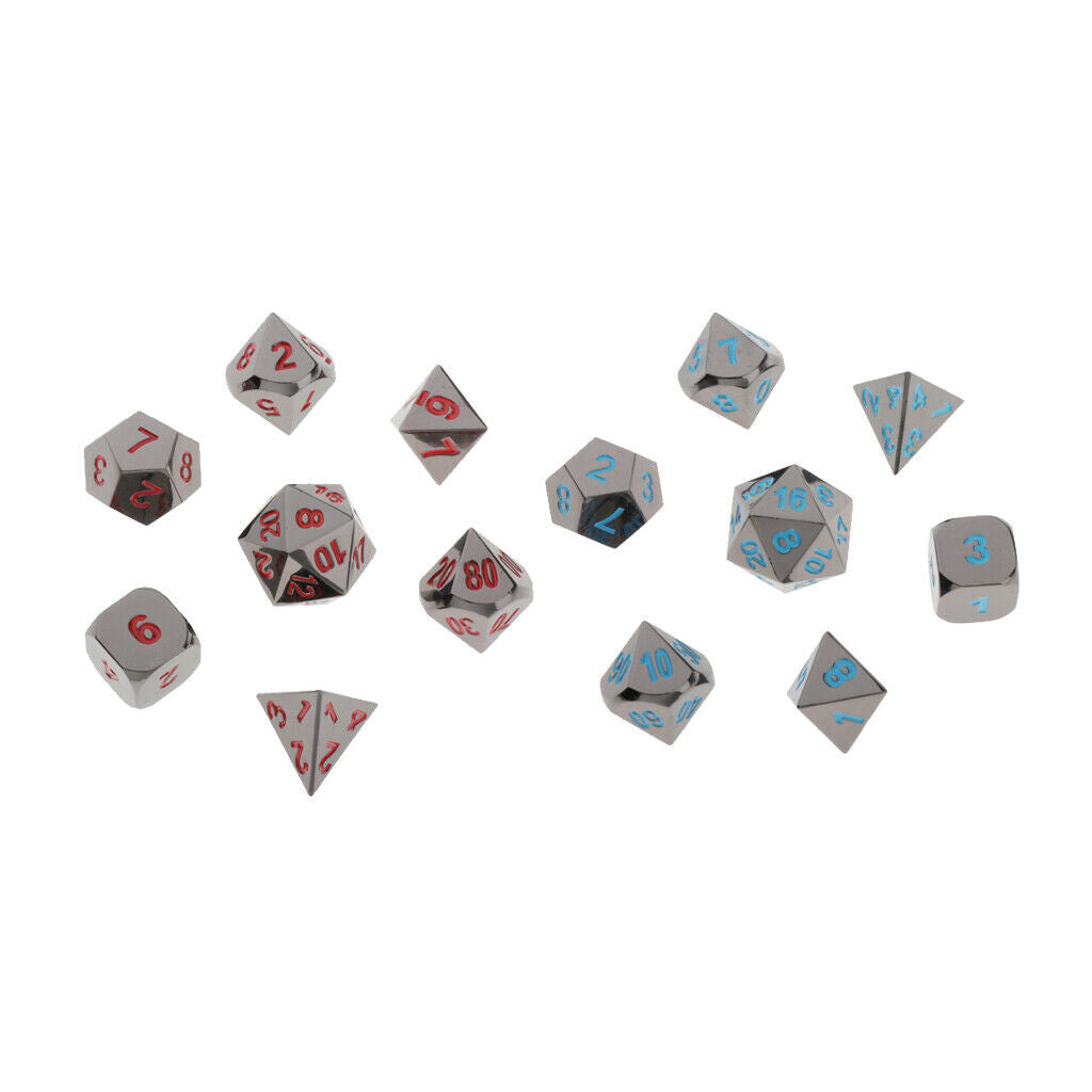 7pcs/pack Zinc Alloy Dice for Dragon Scales DnD Board Games Black Nickel Red