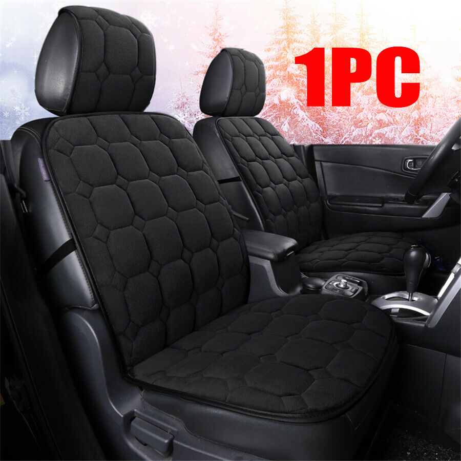 Black Car Front Seat Cushion Pad Premium Thickened Short Plush Warm Universal