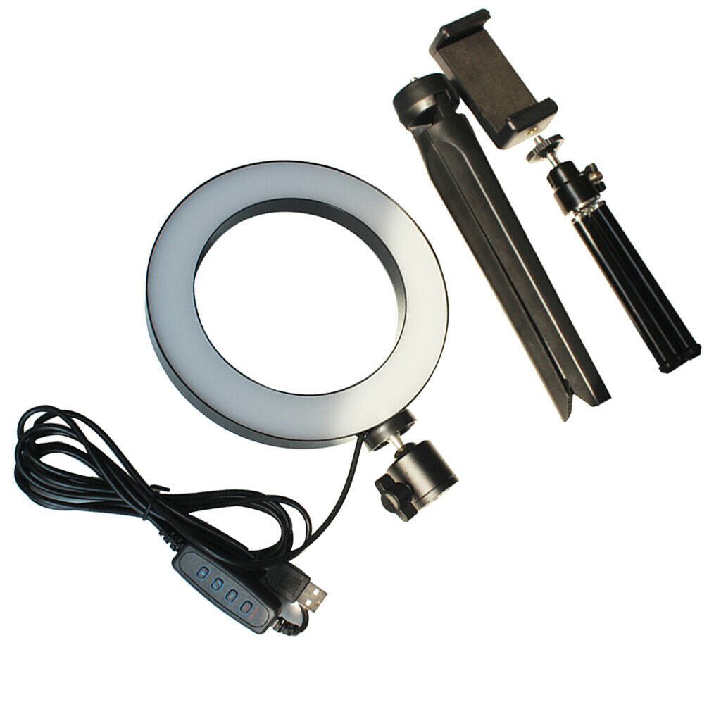 6inch Dimmable Desktop LED Ring Light Video Fill Light Stand Lamp