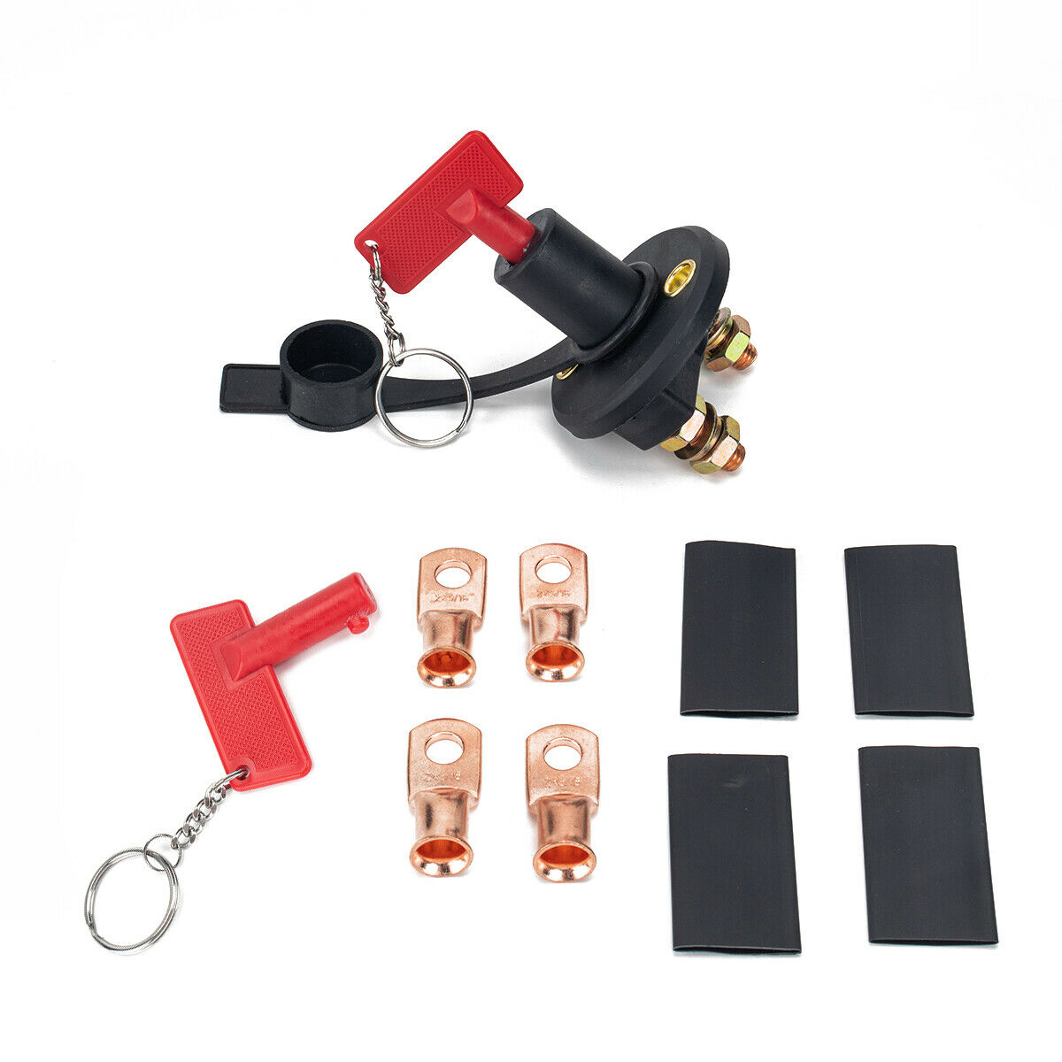 200A Car Battery Disconnect Kill Cut Off Switch + 2 Keys + Wire Lugs Set @