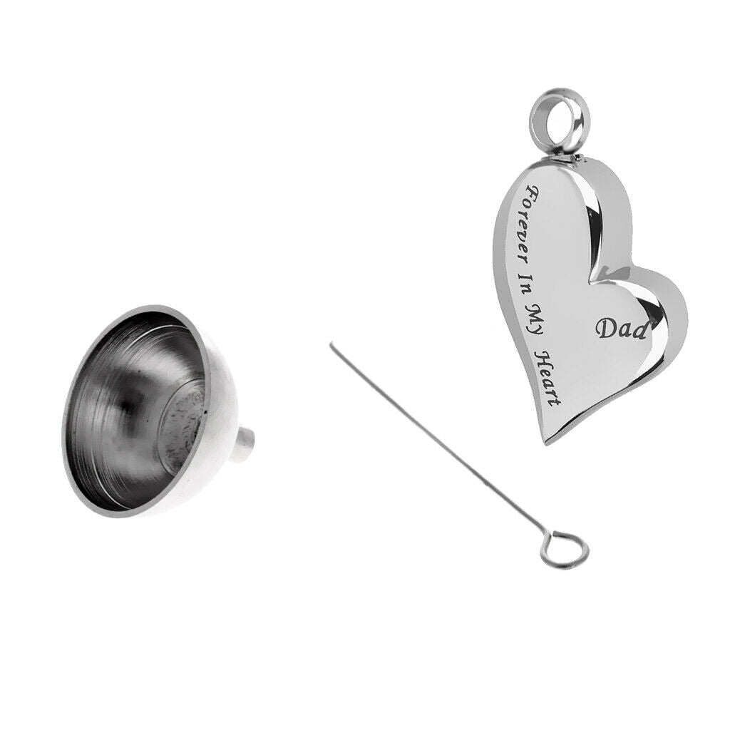 Stainless Steel Cremation Jewelry Ash Holder Heart Pendant With Funnel Kit