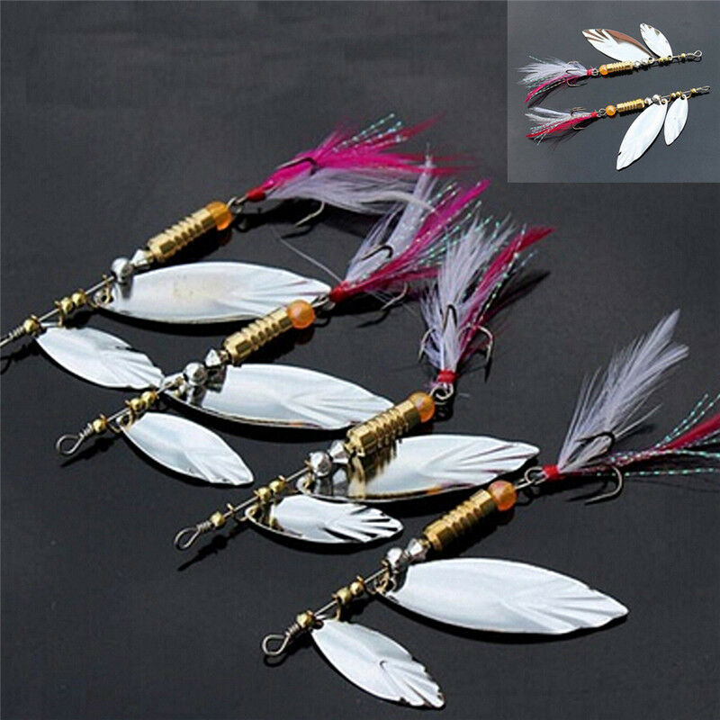 Hook Treble Spinner Bait Tackle Lures Sequins Spoon Feather Fishing Paille.l8