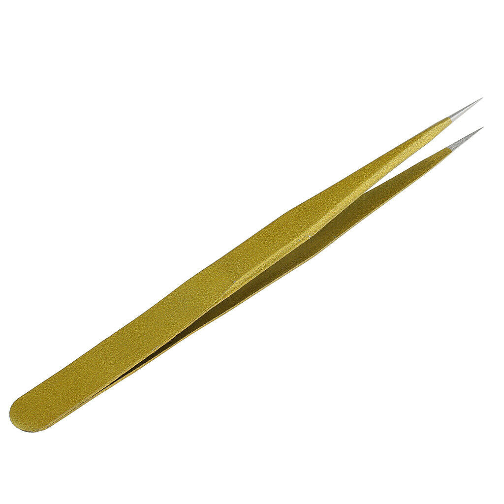 2 Pieces Curved + Right Stainless Steel Artificial Eyelash Extensions Tweezer