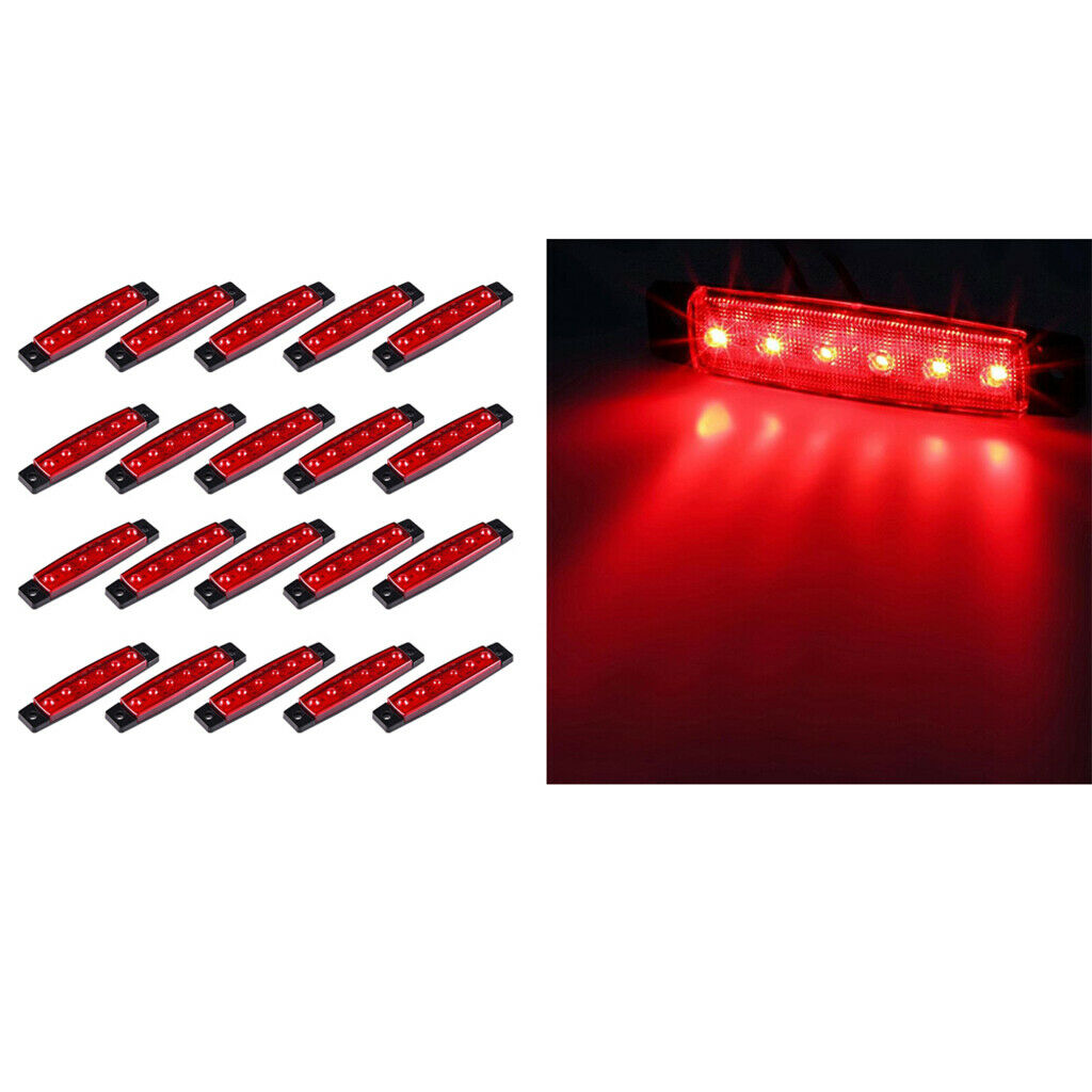 20pack 3.8" Amber 6-LED Side Marker Indicator Lamp Truck Vehicle 12V Red