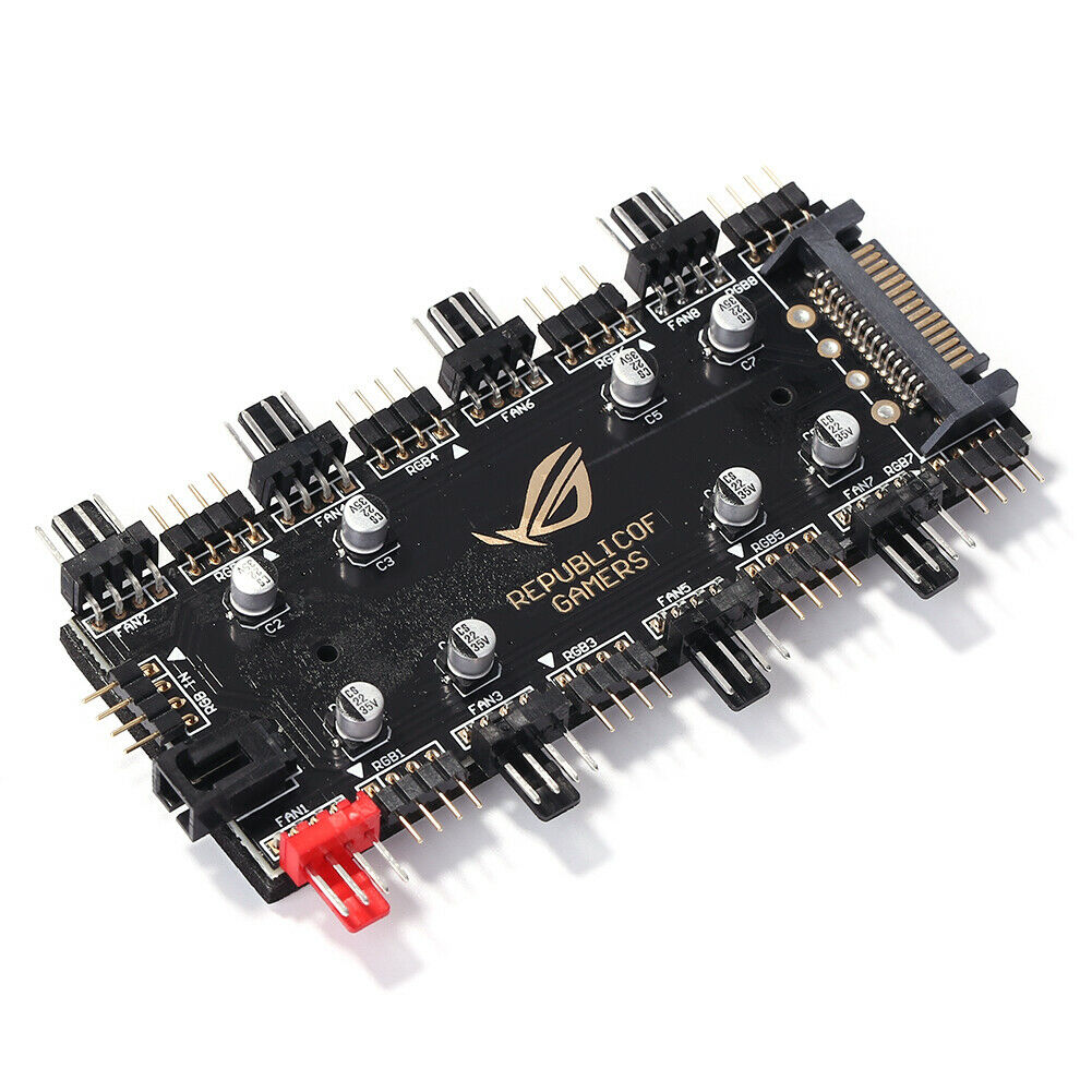 1 To 8 Multi Way Splitter RGB PWM HUB 12V/4 Pin for Fan Motherboard (SATA)
