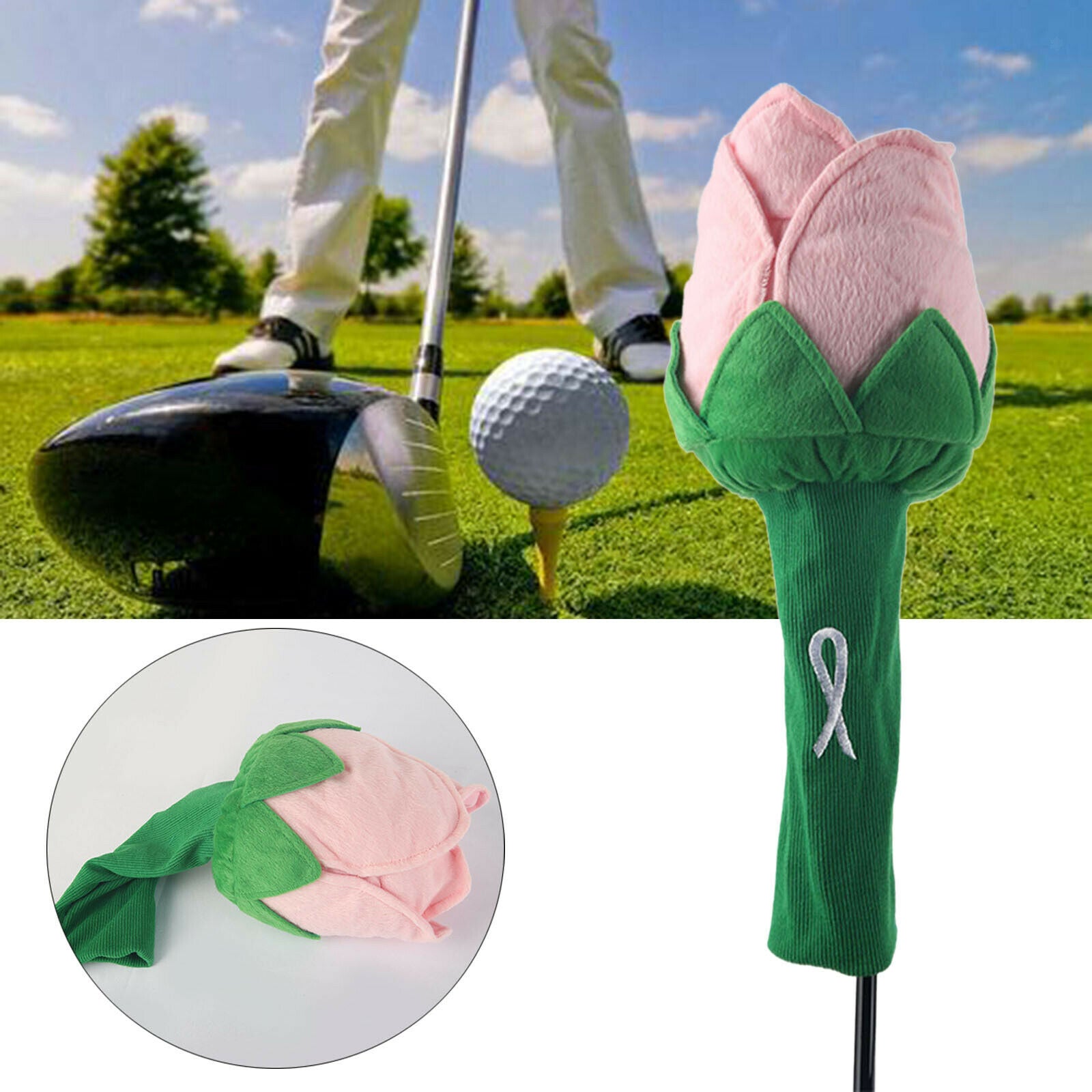 Cute Plush Flower Golf Driver Headcover 460cc Wood Headcovers Protector