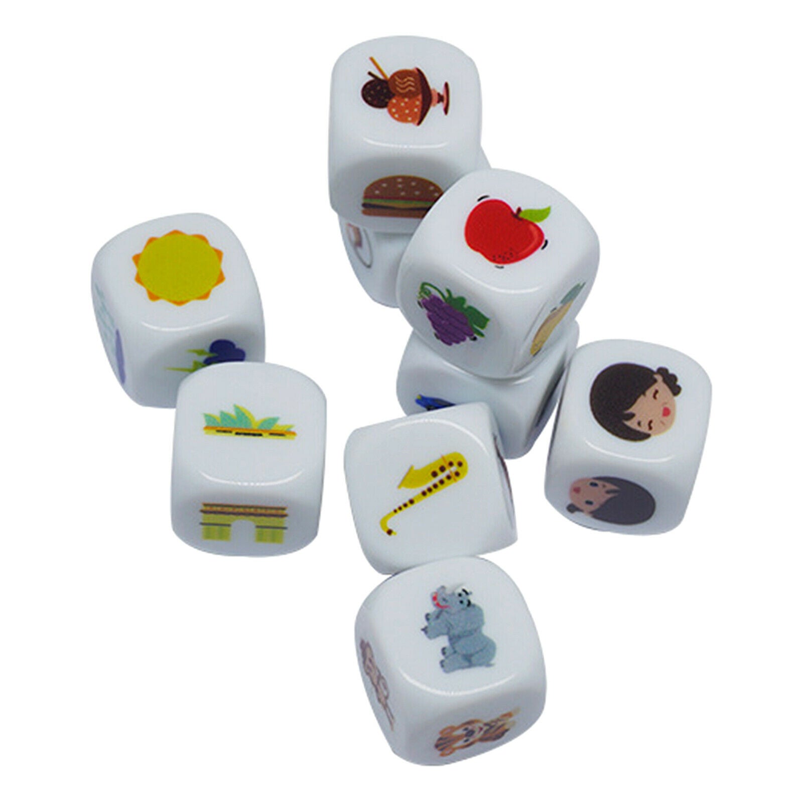 9x Acrylic Story Cubes Activity Game Educational Toys Educational Playset