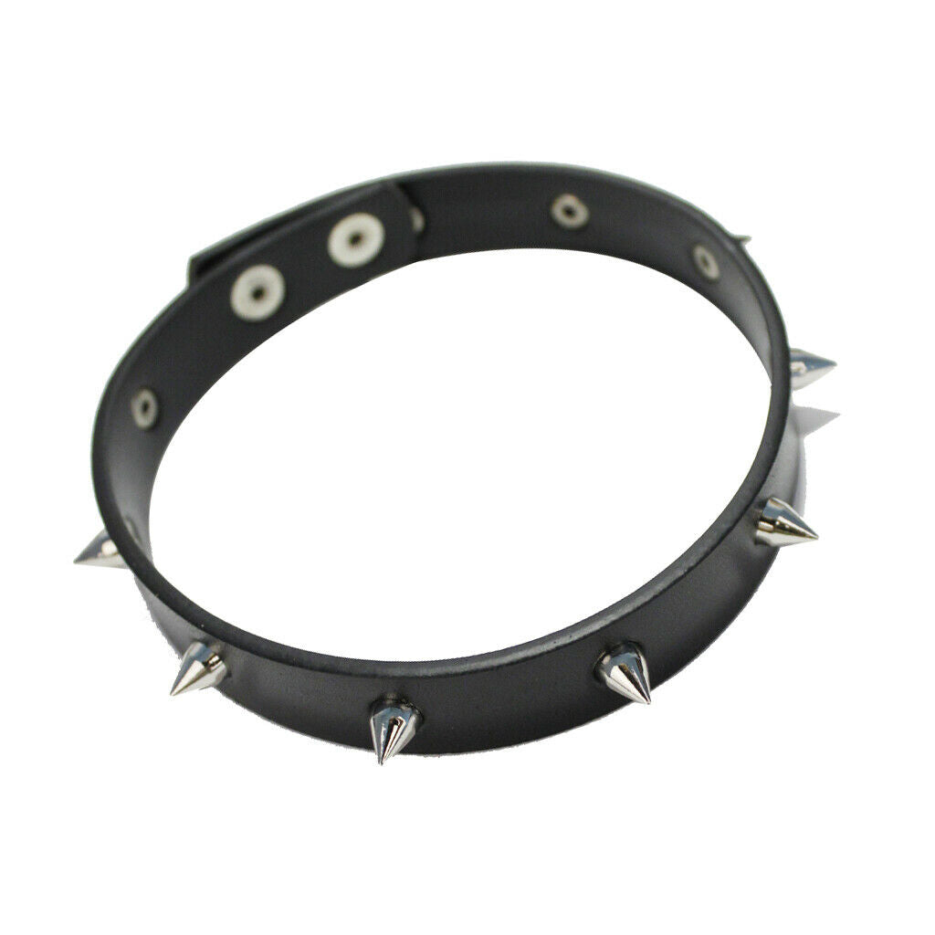 2 Pieces Punk Rock Gothic Leather Spike Rivet Stud Collar Choker Necklace