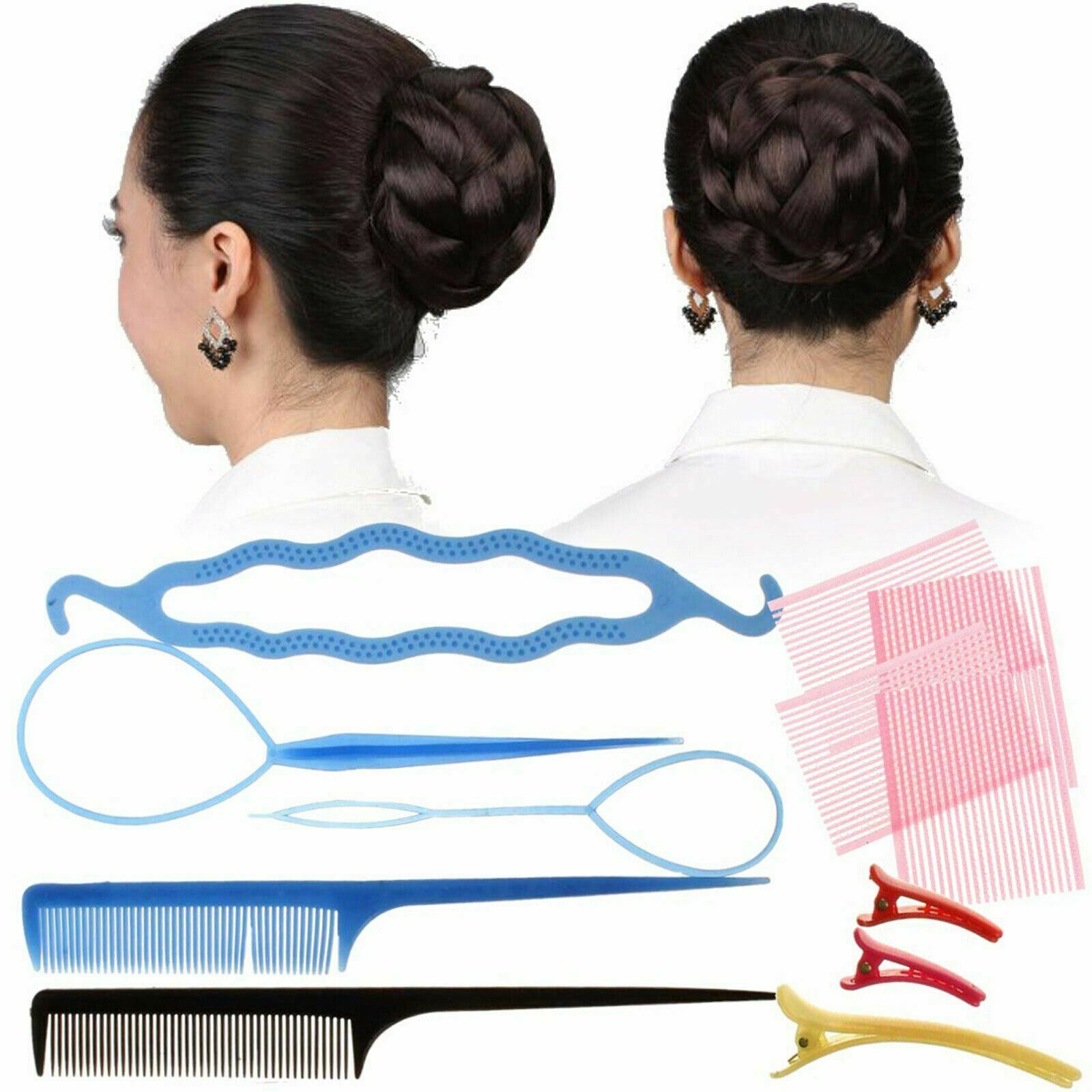Women Hair Twist Styling Clip Stick Band Comb Donut Bun Maker Accessories Tool