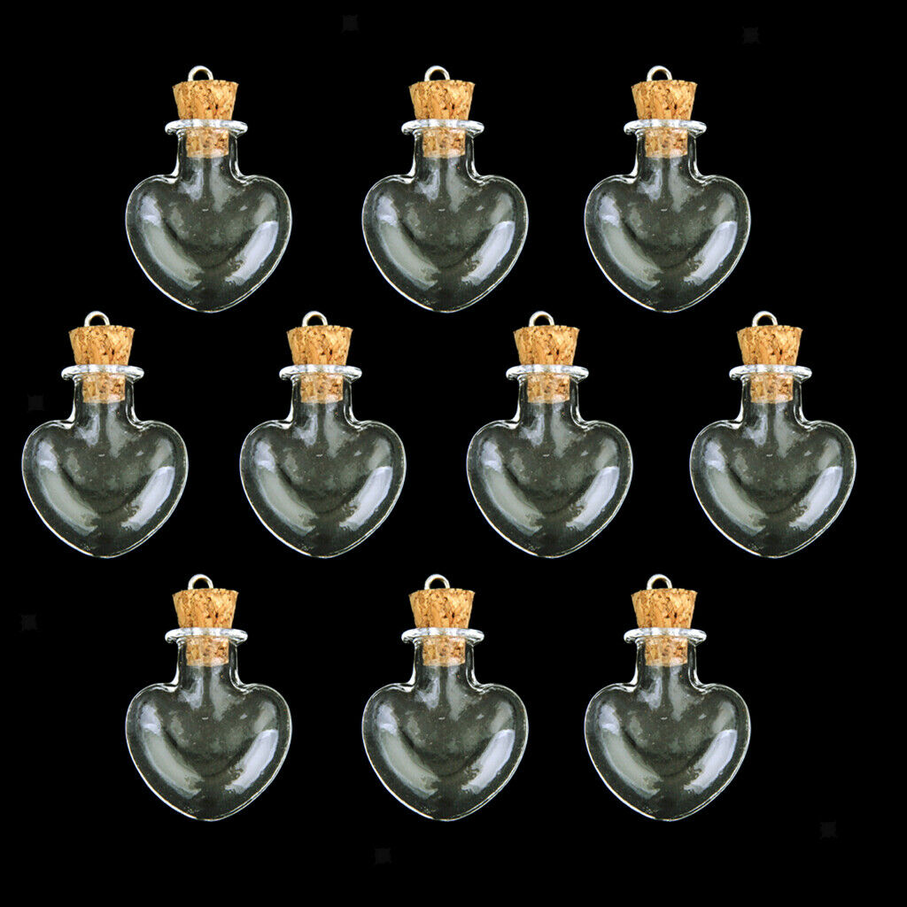 20pcs Glass Cork Bottle Long Heart Pepper Jars Vials DIY Wishing Bottles