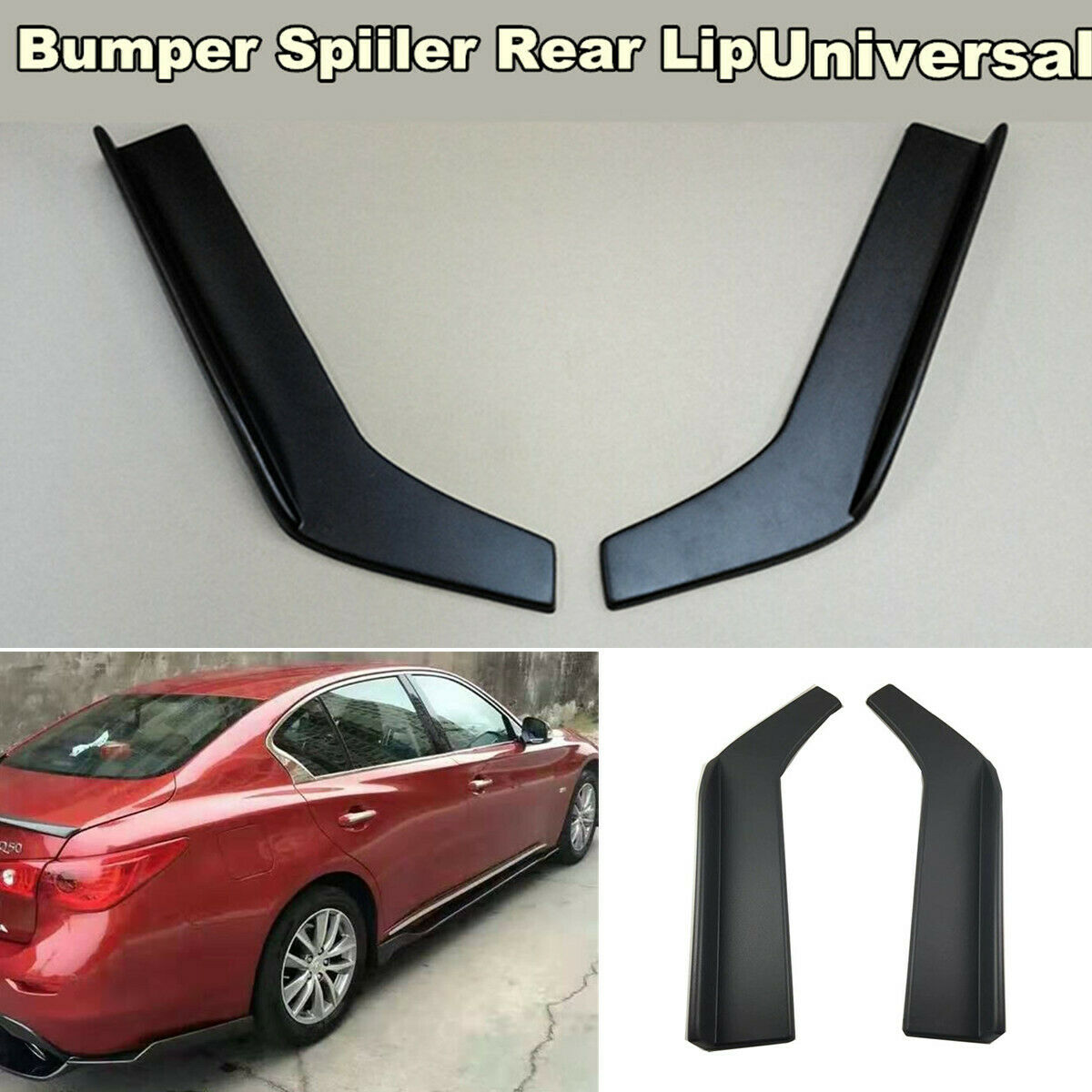 2PC Car Bumper Spoiler Rear Lip Angle Splitter Diffuser Anti-crash Winglet Wings