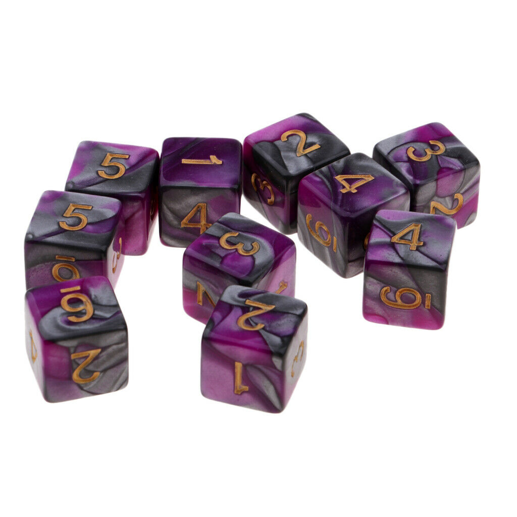 10pcs Multi Sided Dice Set Perfect For Dice Games&math Games Purple+Gray