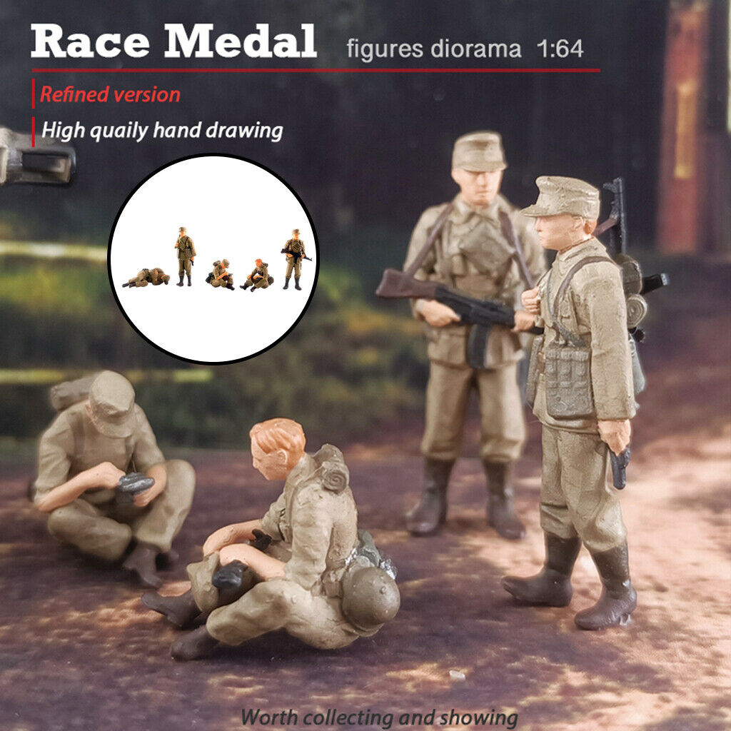 5x 1:72 Characters Tiny PVC 2cm Male Soldiers Building Sand Table Diorama