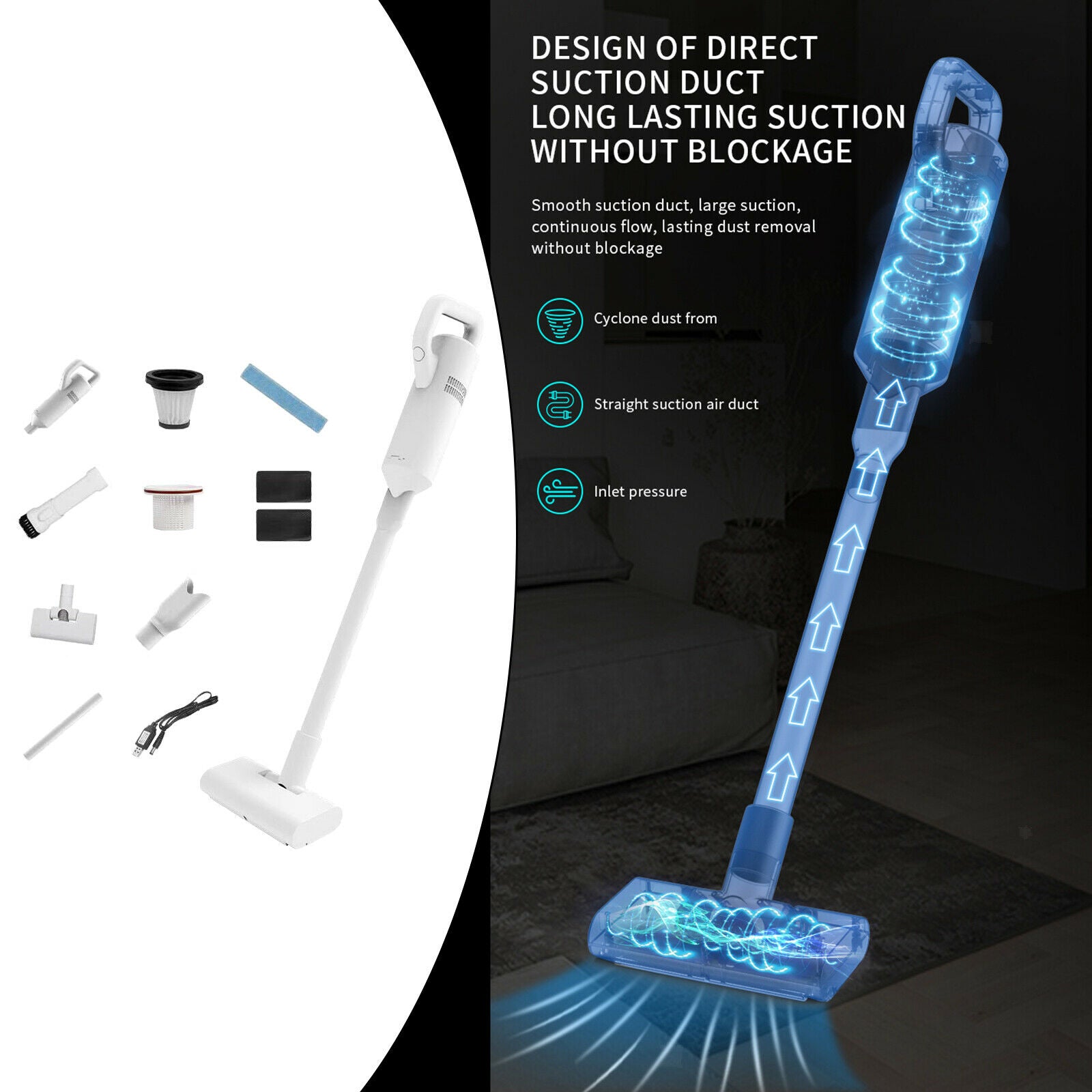 Portable Wireless Vacuum Cleaner Duster Machine Rechargeable Accessory