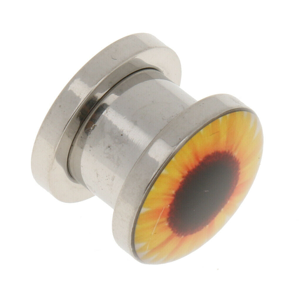 1 Pair Stainless Steel Ear Tunnels Plugs Screw Body Piercing 6mm
