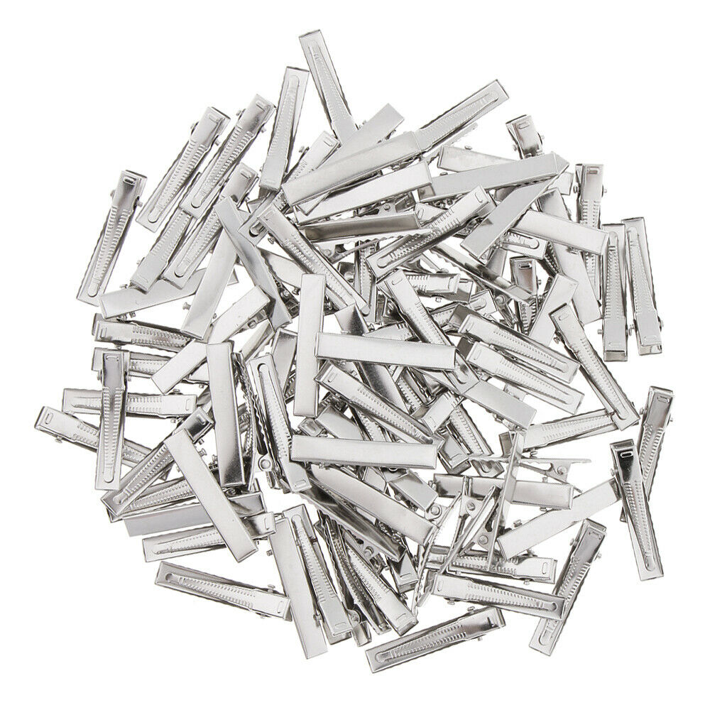 50Pack Hair Clips Pins Prong Pinch DIY Blank Barrette Hair Accessories