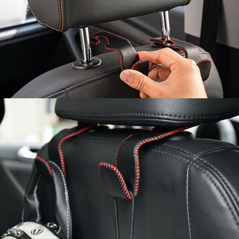 2PCS Car Seat Back Leather Hook Organizer Hanging Bag Holder Hanger Universal