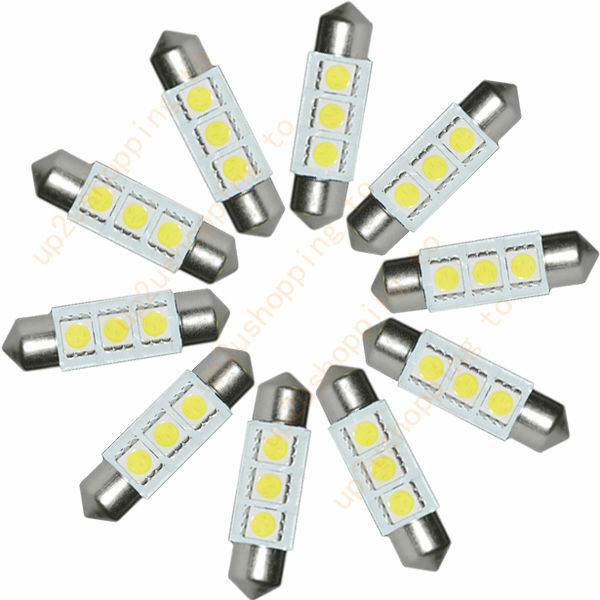 100PCS White 36MM 3 LED 5050 SMD Festoon Dome Car Light Interior Lamp Bulb 12V