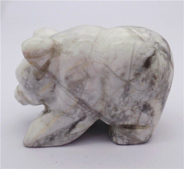 48x33x26mm Natural White Howlite Carved Bear Decoration Statue Home Decor HH7737