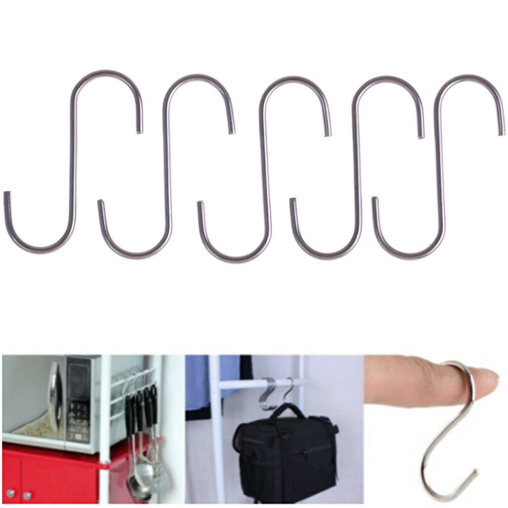 5pcs S-Shaped Hooks Hanging Hanger Storage Holders Anti-Rust Metal Hooks.l8